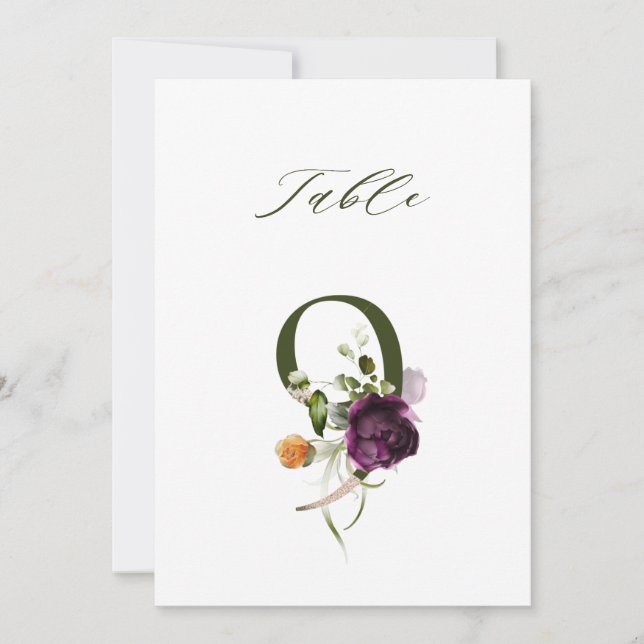 5x7 Numéro 9 Botanique Floral, Numéro de Table (Devant)