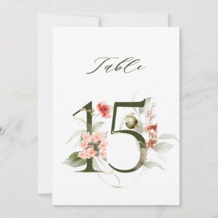 5x7 Numéro Botanique Floral 15, Numéro de Table