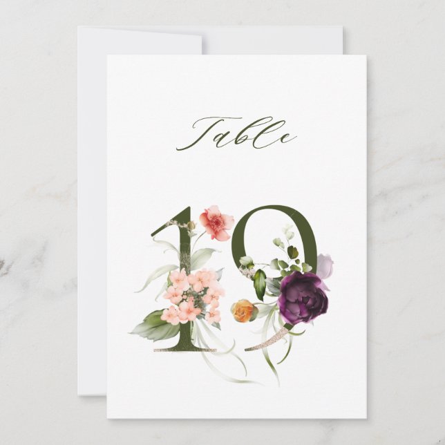 5x7 Numéro Botanique Floral 19, Numéro de Table (Devant)