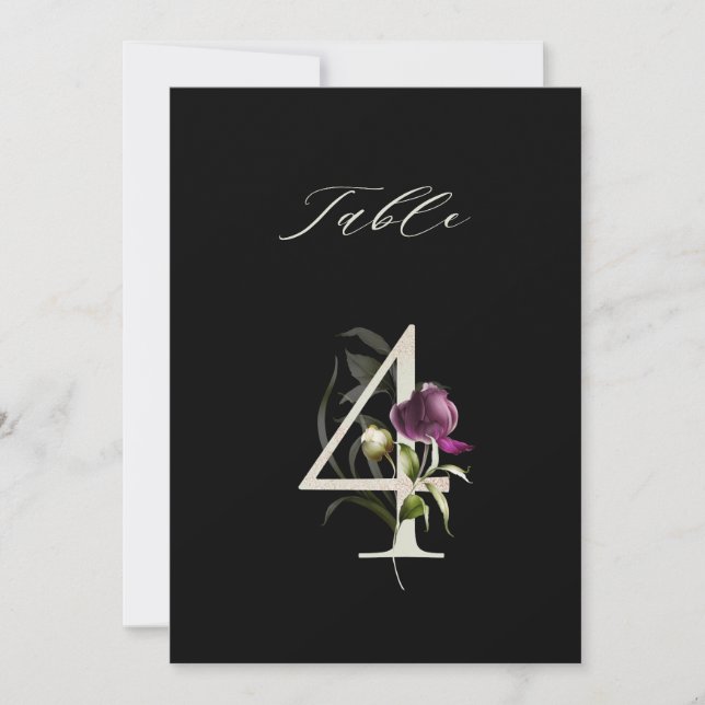 5x7 Numéro Botanique Floral 4, Numéro de Table Noi (Devant)