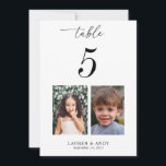 5x7 Numéro de Table Photos d'Enfance Mariage<br><div class="desc">Décorez votre table de mariage avec cette carte numérotée,  comportant les photos d'enfance des mariés et un texte personnalisé de votre choix. Ajoutez facilement vos propres détails en cliquant sur l'option "personnaliser".</div>