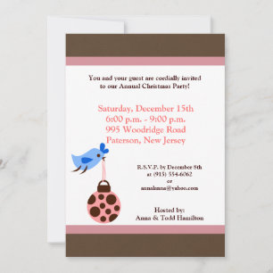 5x7 Oiseaux bleus / Ornements de Noël Invitation