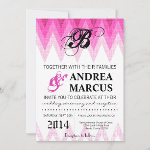 5x7 Ombre Chevron Faire-part de mariage rose