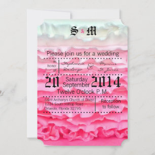 5x7 Ombre Faire-part de mariage de dégivrage rose
