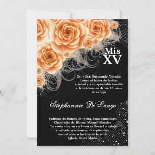 5x7 Orange Rose Quinceanera Invitation d'anniversa