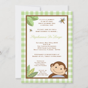 5x7 Papagayo Monkey Safari Baby shower Invitation