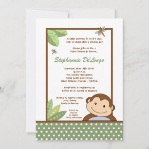 5x7 Papagayo Monkey Safari Baby Shower Invitation