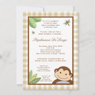 5x7 Papagayo Monkey Safari Baby Shower Invitation