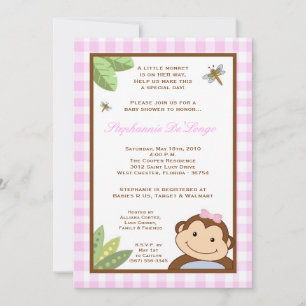 5x7 Papagayo Monkey Safari Baby shower Invitation