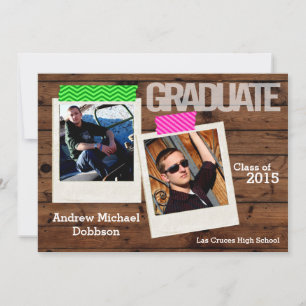 5x7 Pays rustique Grange Bois Senior Faire-part