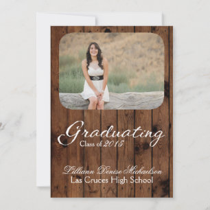 5x7 Pays rustique Grange Bois Senior Faire-part