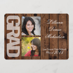 5x7 Pays rustique Grange Bois Senior Faire-part