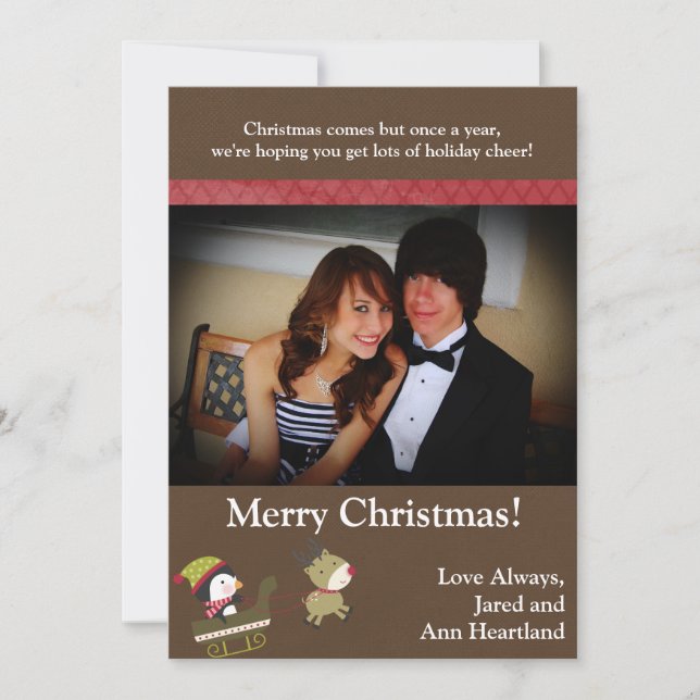 5x7 Penguin / Reindeer Christmas Games Invitation (Devant)