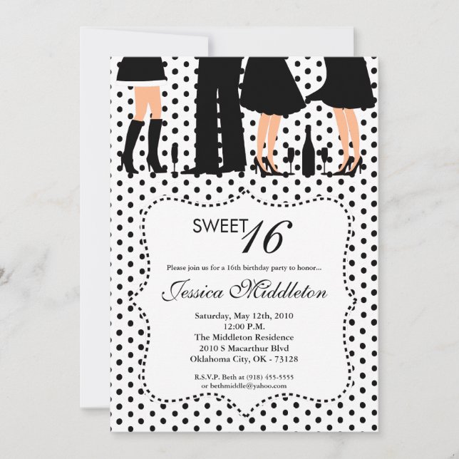 5x7 personnes de fête douce 16 Invitation annivers (Devant)