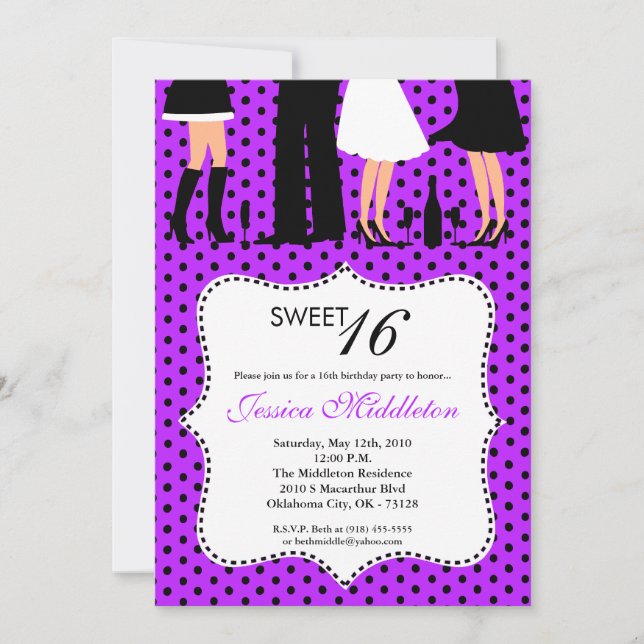 5x7 personnes de fête douce 16 Invitation annivers (Devant)