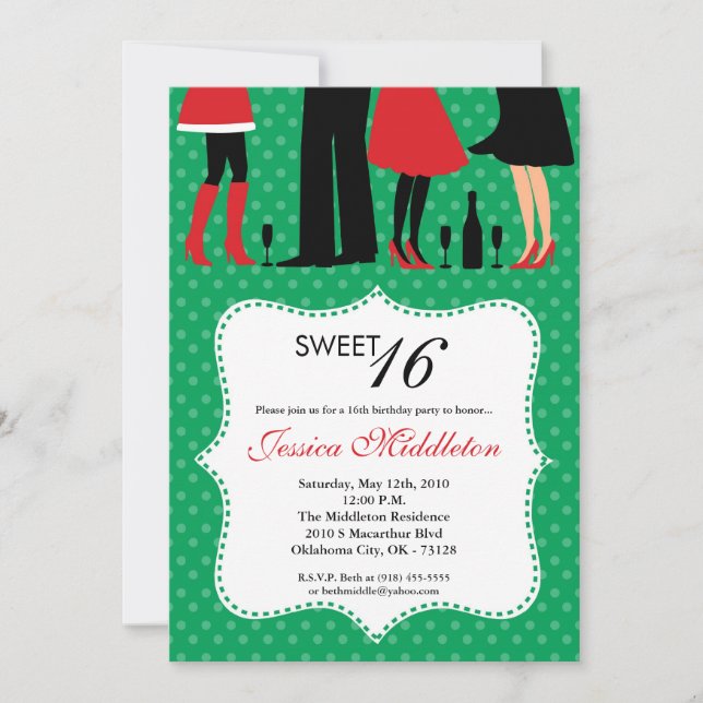 5x7 personnes de fête douce 16 Invitation annivers (Devant)