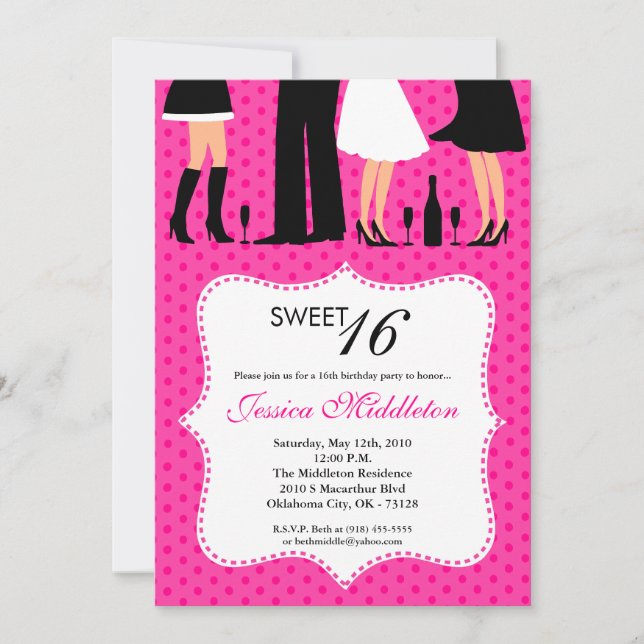 5x7 personnes de fête douce 16 Invitation annivers (Devant)
