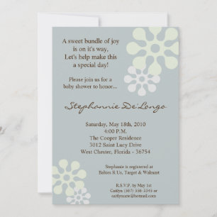5x7 Perwinkle Blue Flower Invitation Baby shower
