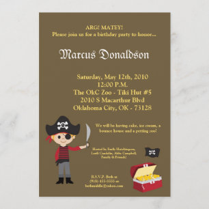 5x7 Petit trésor de pirates Invitation à la fête d