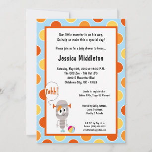 5x7 Petite Invitation au Baby shower Monster