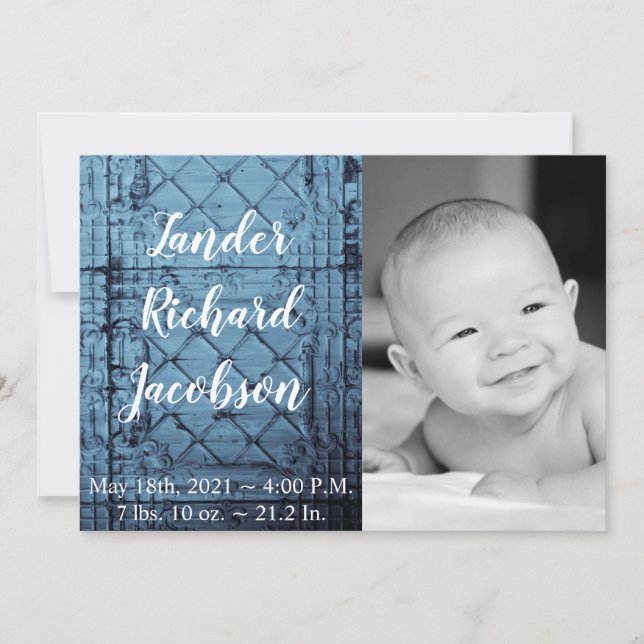 5x7 Photo Faire-part de naissance armée rustique p (Devant)