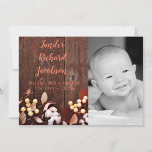 5x7 Photo Faire-part de naissance Army Cotton Bran