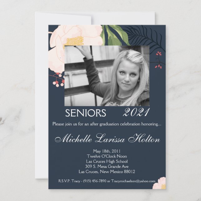 5x7 Photo Graduation Party Invitation Baby Pink Co (Devant)