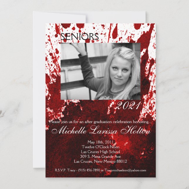 5x7 Photo Graduation Party Invitation Blood Splatt (Devant)