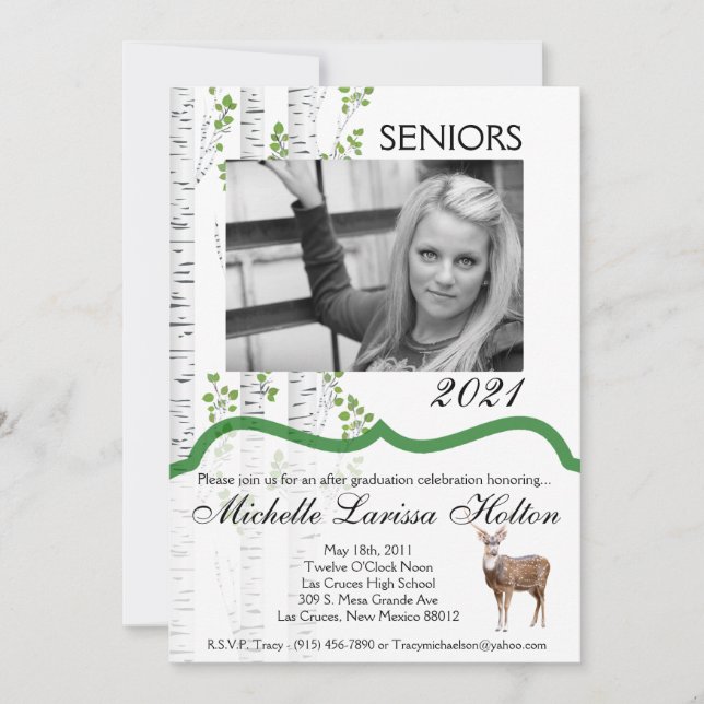 5x7 Photo Graduation Party Invitation Deer Doe Buc (Devant)