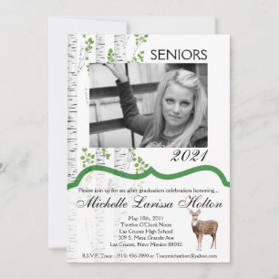5x7 Photo Graduation Party Invitation Deer Doe Buc