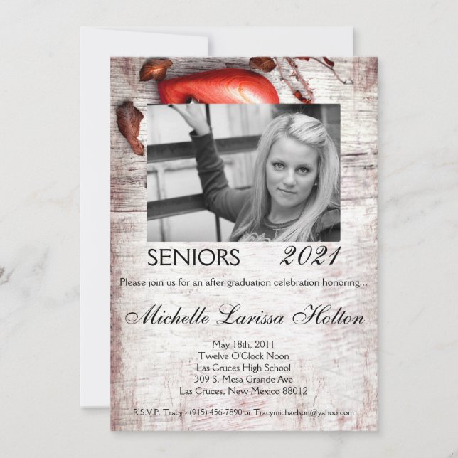 5x7 Photo Graduation Party Invitation Pays Wood (Devant)
