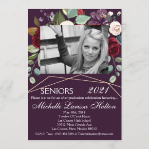 5x7 Photo Graduation Party Invitation Plum Purple