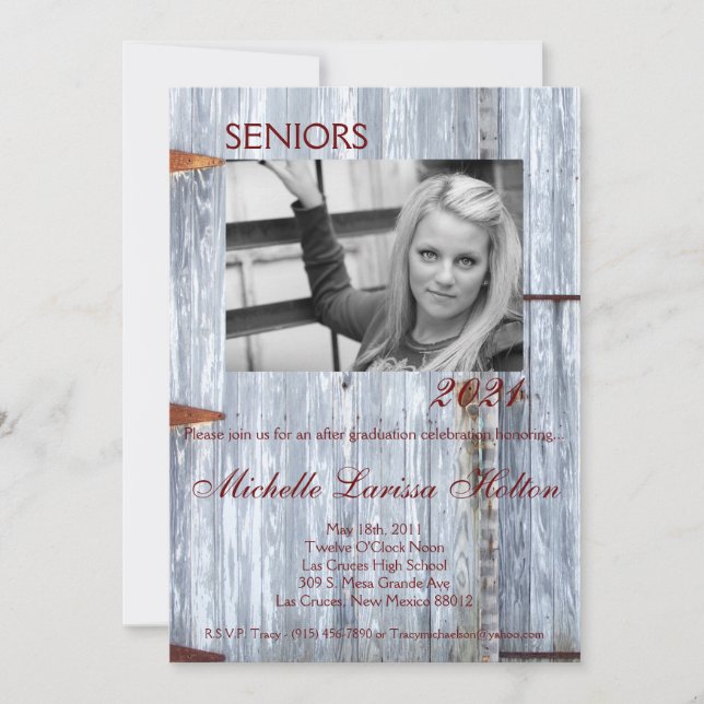 5x7 Photo Graduation Party Invitation White Wash W (Devant)