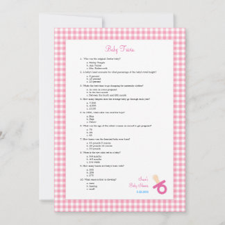 5x7 Pink Baby Trivia Shower Game