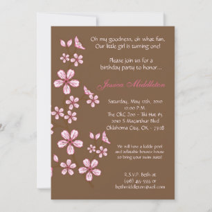 5x7 Pink Cherry Blossom Invitation à la fête d'ann