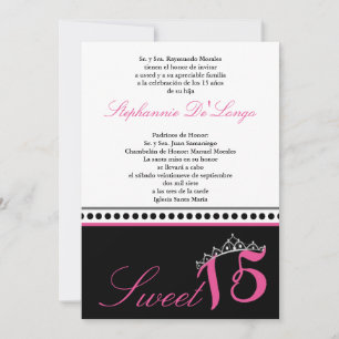 5x7 Pink clair Tiara Quinceanera Invitation de la 
