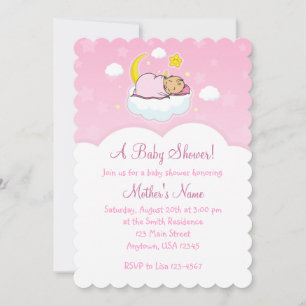 5x7 Pink Cloud Baby Girl Baby Shower Invitations