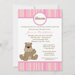 5x7 Pink Girl Woodland Baby shower Ours Invitation
