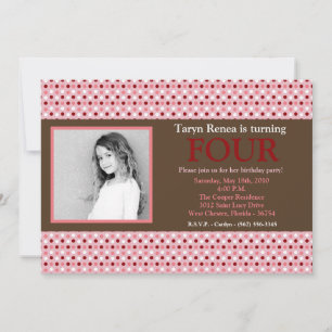 5x7 Pink Polka Dot Photo Invitation de fête d'anni