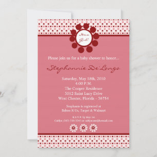 5x7 Pink Sweetheat PolkaDot Baby shower Invitation