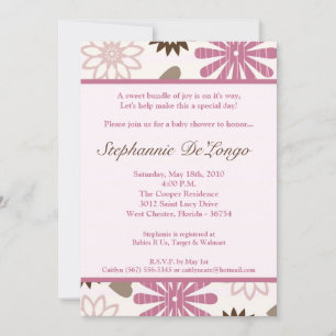 5x7 PinkPurple Invitation Baby shower de fleurs ré