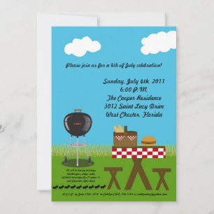 5x7 Pique-nique Été Barbecue Invitation