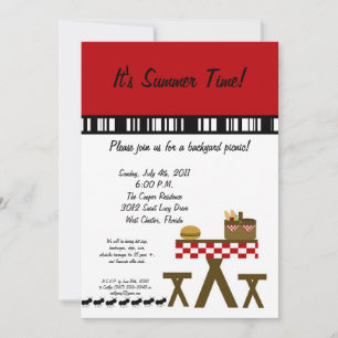 5x7 Pique-nique Été Barbecue Invitation