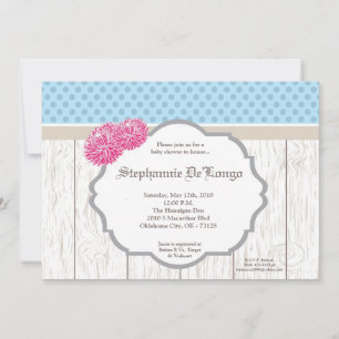 5x7 Plumeria Baby shower en bois Fleur Invitation