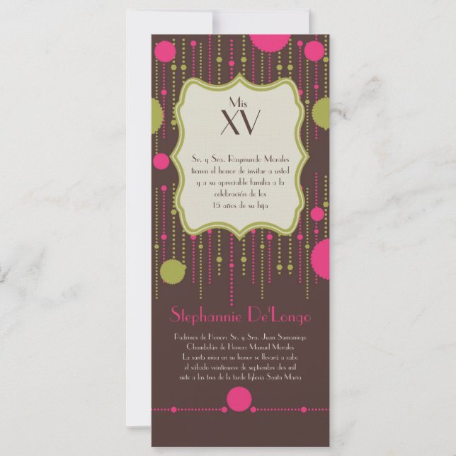 5x7 Polka Dot Quinceanera Invitation Anniversaire (Devant)