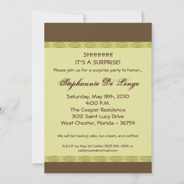 5x7 Printemps Feuille verte Zen Invitation d'anniv (Devant)