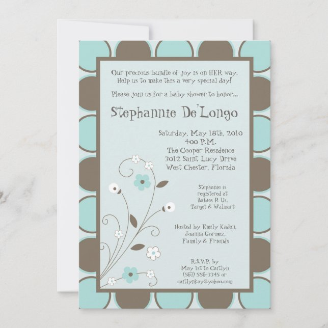 5x7 Printemps Fleur bleue Baby shower Invitation (Devant)