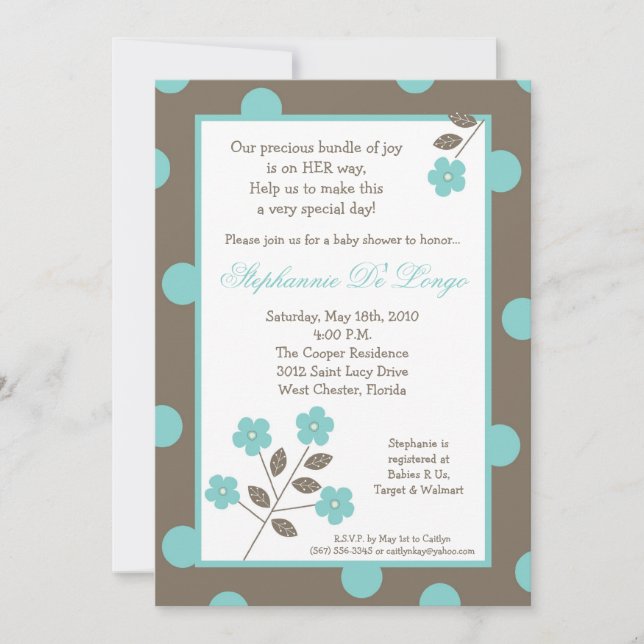 5x7 Printemps Fleur bleue Baby shower Invitation (Devant)
