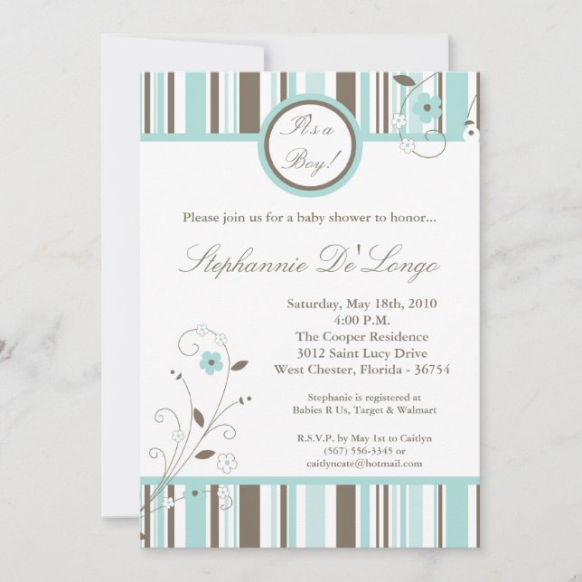 5x7 Printemps Fleur bleue Baby shower Invitation (Devant)