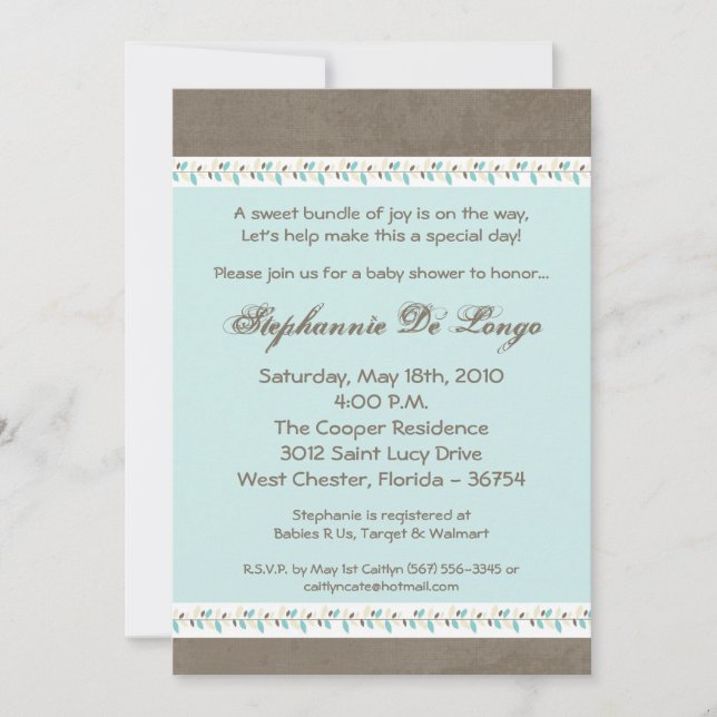 5x7 Printemps Fleur bleue Baby shower Invitation (Devant)